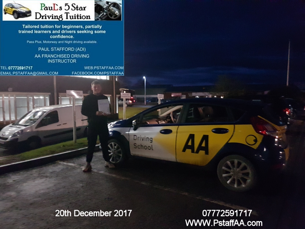 First Time Driving Test Pass Callum Taylor with Pauls 5 Star Driving Tuition